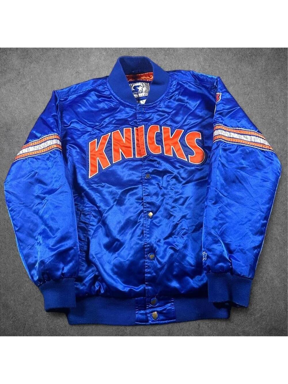 Vintage 90s Starter NBA New York Knicks Satin Bomber Jacket - Good Condition!